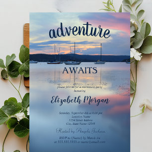 Invitation Fête de retraite Bateaux au coucher du soleil