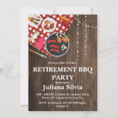 Invitation Fête de retraite BBQ rustique (Devant)
