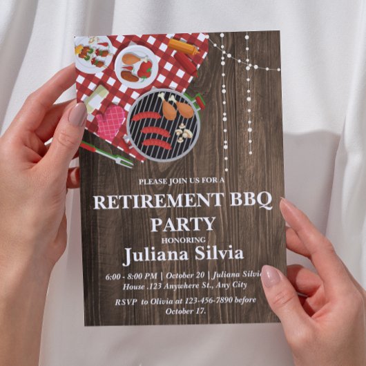 Invitation Fête de retraite BBQ rustique