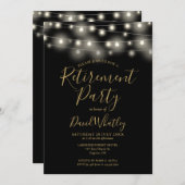Invitation Fête de retraite Black And Gold String (Devant / Derrière)