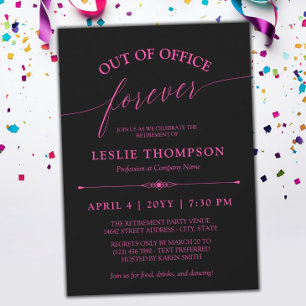 Invitation Fête de retraite Black Pink hors du bureau pour to