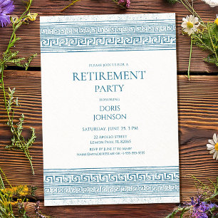 Invitation Fête de retraite bleue avec éléments de pierre