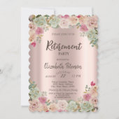 Invitation Fête de retraite Boho Roses Confetti (Devant)