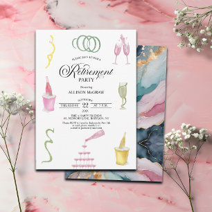 Invitation Fête de retraite Boissons et Bouteilles Colorées