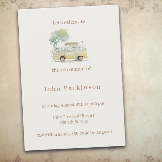 Invitation Fête de retraite Camionnette aquarelle