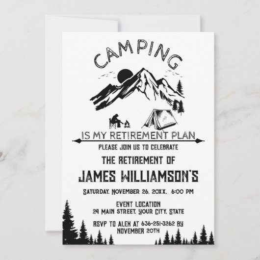 Invitation Fête de retraite Camping (Devant)