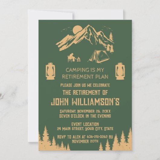 Invitation Fête de retraite Camping (Devant)