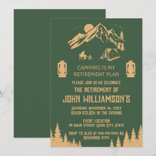 Invitation Fête de retraite Camping (Devant / Derrière)