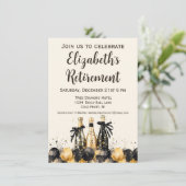 Invitation Fête de retraite Champagne Noir et Or (Debout devant)