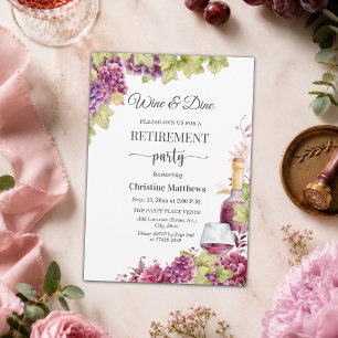 Invitation Fête de retraite Chic Wine and Dine