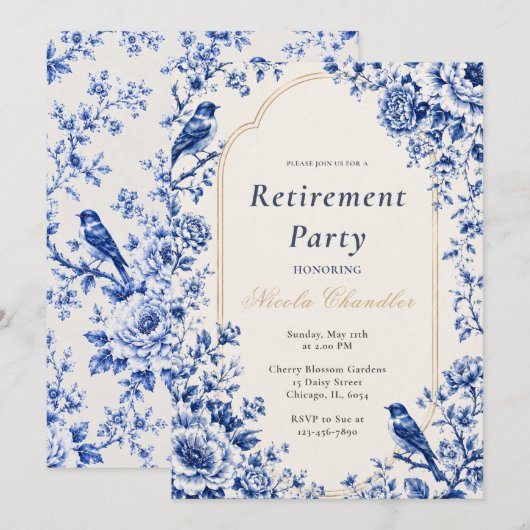 Invitation Fête de retraite chinoiserie (Devant / Derrière)