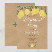 Invitation Fête de retraite Citrons Kraft rustique (Devant / Derrière)