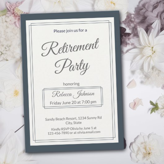 Invitation Fête de retraite Classique Simple Gris et Crème