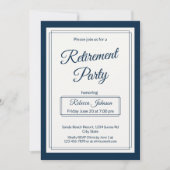 Invitation Fête de retraite Classique Simple Navy et crème (Devant)