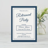 Invitation Fête de retraite Classique Simple Navy et crème (Debout devant)