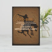 Invitation Fête de retraite Cowboy Western en cuir (Debout devant)