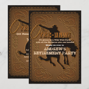 Invitation Fête de retraite Cowboy Western en cuir