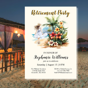 Invitation Fête de retraite de femmes Fleurs Aloha Plage