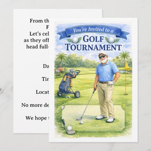 Invitation Fête de retraite de golfeur (Devant / Derrière)