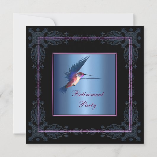 Invitation Fête de retraite de la femme colibri pourpre (Devant)