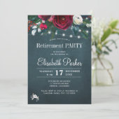 Invitation Fête de retraite de la Marine rouge florale rustiq (Debout devant)