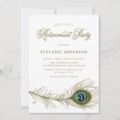 Invitation Fête de retraite de la plume de paon de Whimsical (Devant)