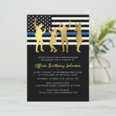 Invitation Fête de retraite de la police Ligne bleue fine (Debout devant)