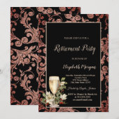 Invitation Fête de retraite de la pomme de verre de champagne (Devant / Derrière)