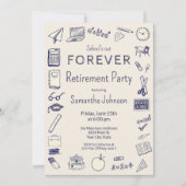 Invitation Fête de retraite de l'enseignant Doodle de fin d'é (Devant)