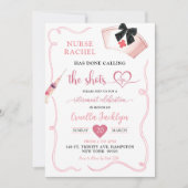 Invitation Fête de retraite de l'infirmière Coquette au nœud (Devant)