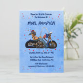 Invitation Fête de retraite de motard rigolote (Debout devant)