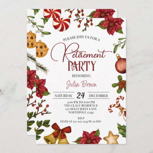 Invitation Fête de retraite de Noël (Devant / Derrière)
