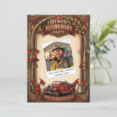Invitation Fête de retraite de pompier vintage (Debout devant)