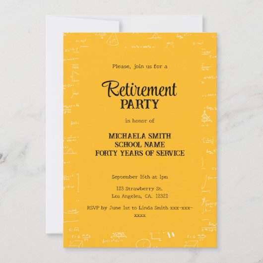 Invitation Fête de retraite de professeur de mathématiques ja (Devant)