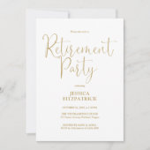 Invitation Fête de retraite de script élégant moderne or (Devant)