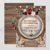 Invitation Fête de retraite de vignoble à tonneau de vin flor (Devant / Derrière)