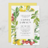 Invitation Fête de retraite des citrons et canneberges d'aqua (Devant / Derrière)