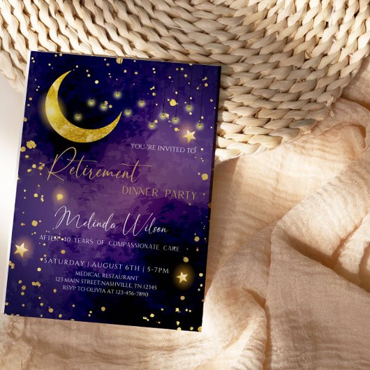 Invitation Fête de retraite des infirmières de la nuit étoilé