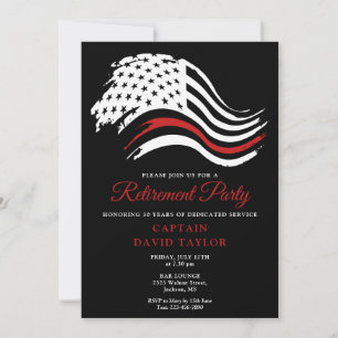 Invitation Fête de retraite des pompiers Drapeau mince de la