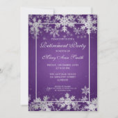 Invitation Fête de retraite d'hiver Pneus d'argent pourpre (Devant)