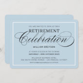 Invitation FÊTE DE RETRAITE DÎNER moderne bleu pâle (Devant / Derrière)