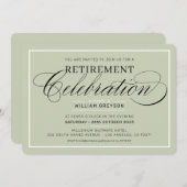 Invitation FÊTE DE RETRAITE DÎNER vert sage moderne (Devant / Derrière)
