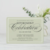 Invitation FÊTE DE RETRAITE DÎNER vert sage moderne (Debout devant)