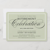 Invitation FÊTE DE RETRAITE DÎNER vert sage moderne (Devant)