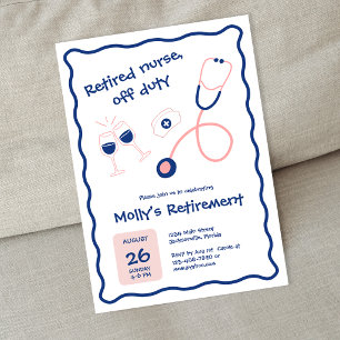 Invitation Fête de retraite d'infirmière au stéthoscope bleu