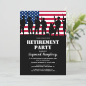 Invitation Fête de retraite | Drapeau de soldat militaire (Debout devant)