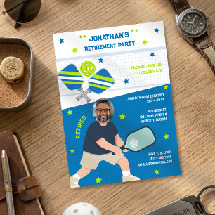 Invitation Fête de retraite drôle de Pickleball pour lui Phot
