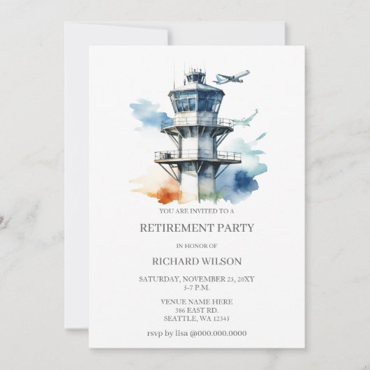 Invitation Fête de retraite du contrôleur de la circulation a (Devant)
