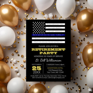 Invitation Fête de retraite du drapeau bleu de l'Écriture