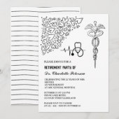 Invitation Fête de retraite du médecin Caducée Stéthoscope (Devant / Derrière)